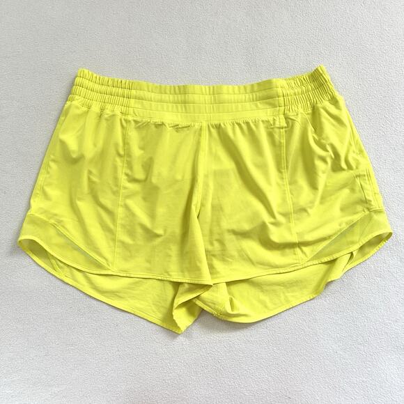 Lululemon Women Hotty Hot High-Rise Short 4" Neon Highlight Yellow Workout HR 14 - Picture 1 of 8